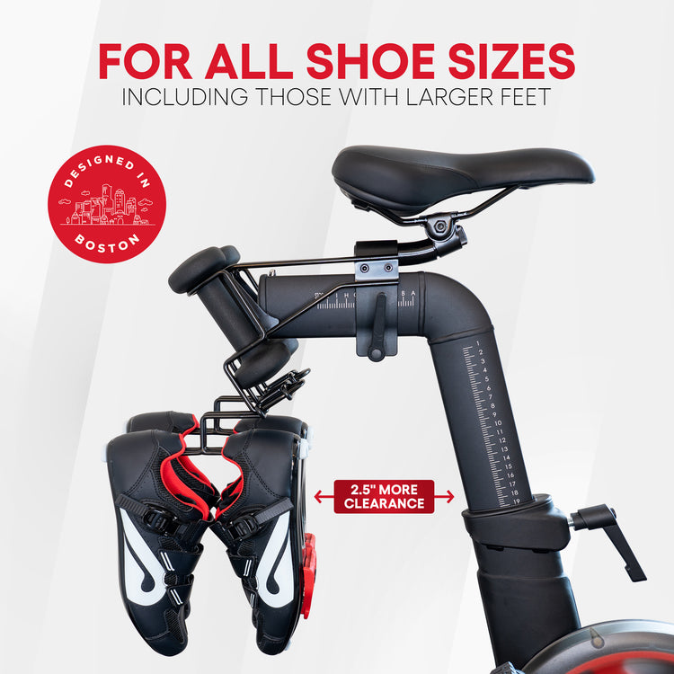 Peloton shoe holder for all shoe sizes