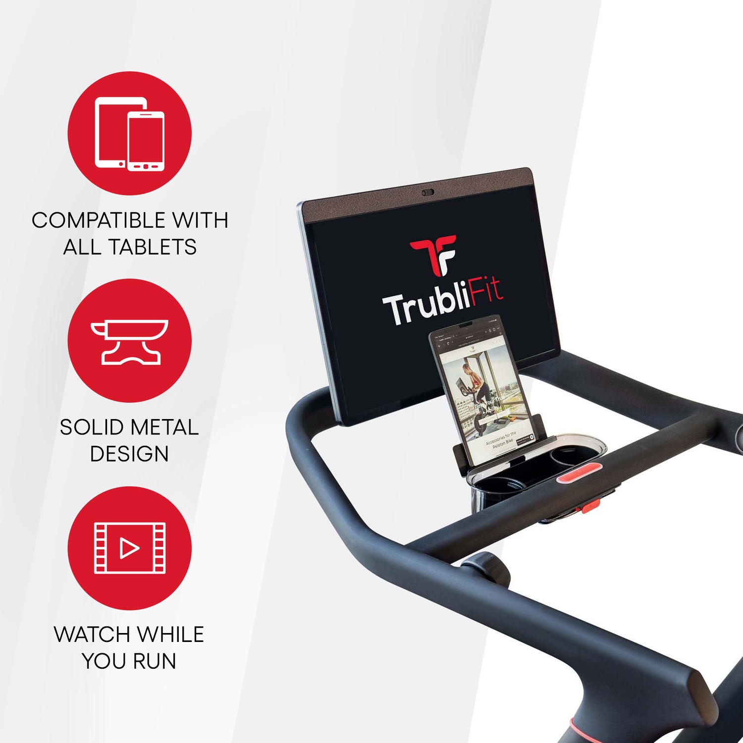 TrubliFit iPad or Tablet Holder for Peloton Tread