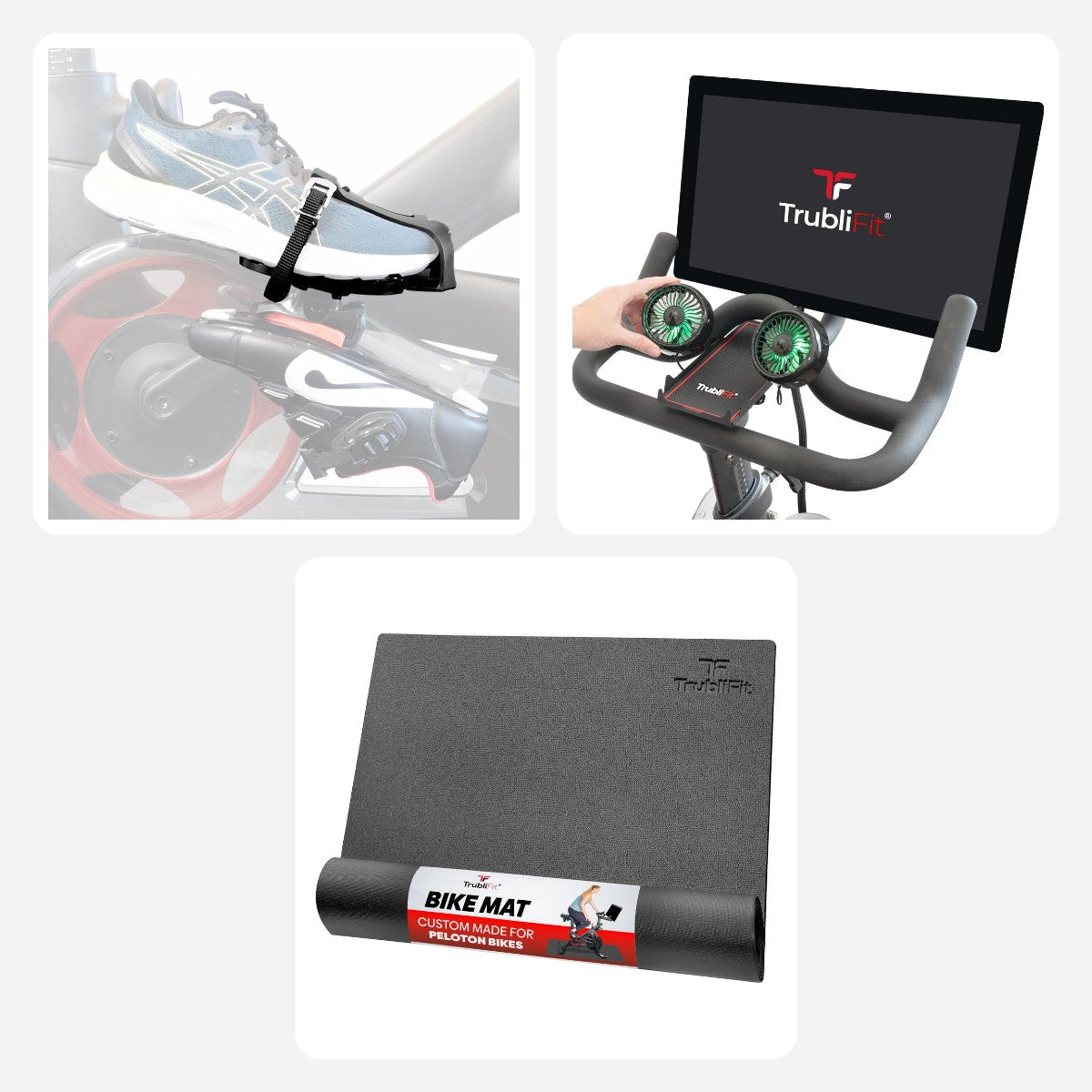 Starter Kit Bundle: Toe Cages, Dual Fans with Phone Tray and Bike Mat