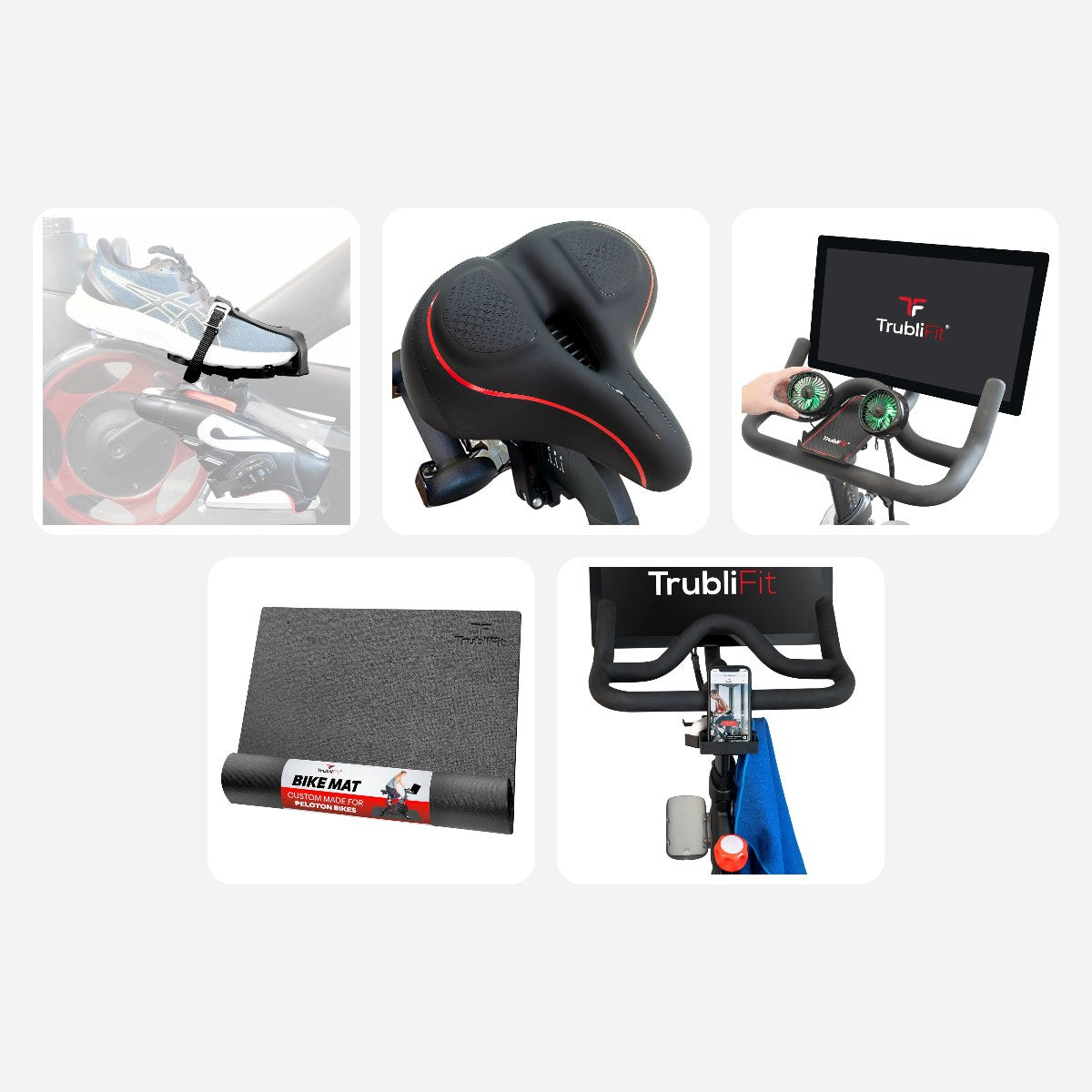 Ultimate Bundle: Toe Cages, Extra Wide Seat, Dual Fans, Bike Mat and Deluxe Phone Holder